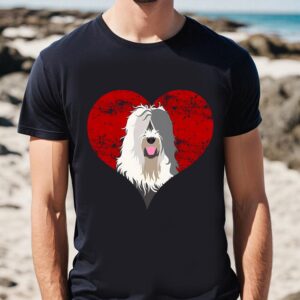 Valentines Womens Shirts Old English Sheepdog Heart Valentine Day Dog T Shirt 1