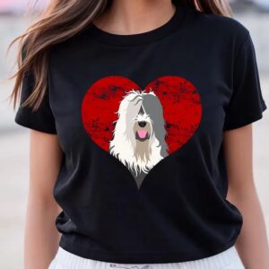 Valentines Womens Shirts Old English Sheepdog Heart Valentine Day Dog T Shirt 3