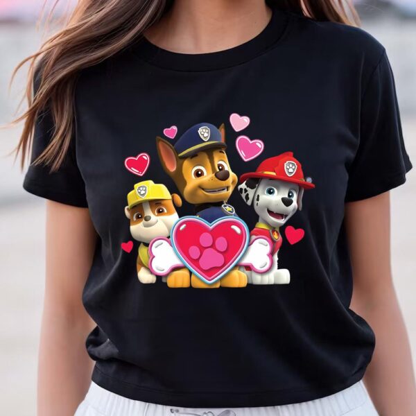 Valentines Womens Shirts, Paw Patrol Happy Love Day From Your Fave Pups Valentine’s T-shirt