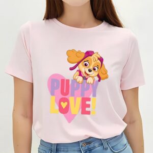 Valentines Womens Shirts Paw Patrol Valentines Day Puppy Love With Skye T Shirt 2