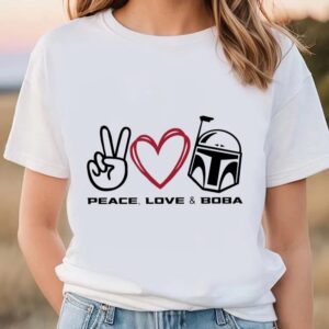 Valentines Womens Shirts Peace Love And Boba FettBook Valentines Day Shirt 2