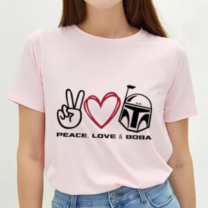 Valentines Womens Shirts Peace Love And Boba FettBook Valentines Day Shirt 3