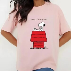 Valentines Womens Shirts Peanuts Dear Valentine Snoopy T Shirt 3