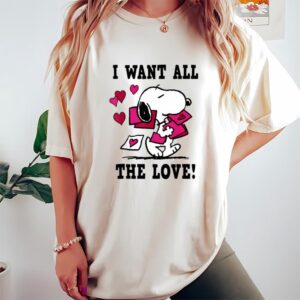 Valentines Womens Shirts Peanuts Snoopy All The Love Valentine T Shirt 1