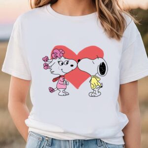 Valentines Womens Shirts Peanuts Snoopy And Fifi Kiss Valentine Shirt 1