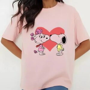 Valentines Womens Shirts Peanuts Snoopy And Fifi Kiss Valentine Shirt 3