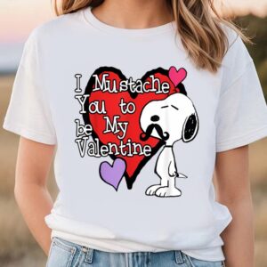 Valentines Womens Shirts Peanuts Snoopy Mustache You To Be My Valentine T Shirt 1