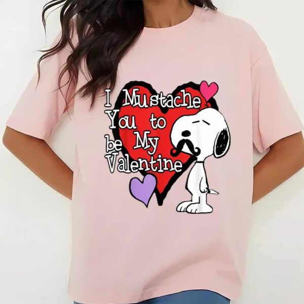 Valentines Womens Shirts, Peanuts Snoopy Mustache You To Be My Valentine T-Shirt