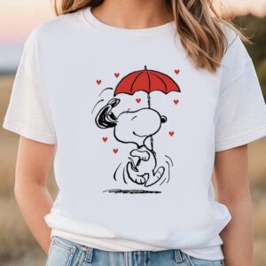 Valentines Womens Shirts Peanuts Snoopy Raining Hearts Valentine T Shirt 1