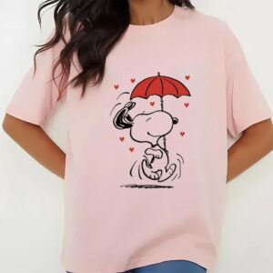 Valentines Womens Shirts Peanuts Snoopy Raining Hearts Valentine T Shirt 3