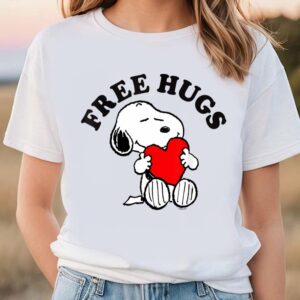 Valentines Womens Shirts Peanuts Valentine Free Snoopy Hugs T Shirt 1