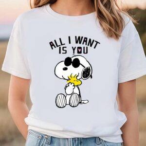 Valentines Womens Shirts Peanuts Valentine Snoopy All I Want T Shirt 2