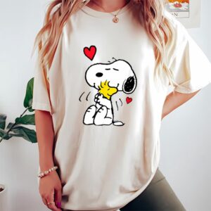 Valentines Womens Shirts Peanuts Valentine Snoopy And Woodstock Lots Of Love T shirt 1