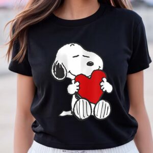 Valentines Womens Shirts Peanuts Valentine Snoopy Hugging Heart Shirt 1