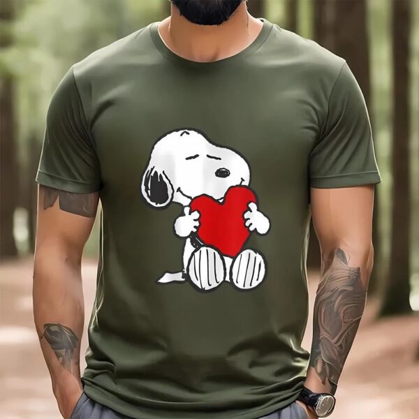 Valentines Womens Shirts, Peanuts Valentine Snoopy Hugging Heart Shirt