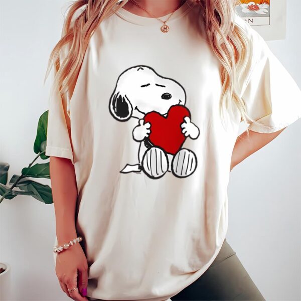 Valentines Womens Shirts, Peanuts Valentine Snoopy Hugging Heart T-Shirt