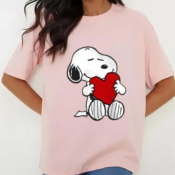 Valentines Womens Shirts, Peanuts Valentine Snoopy Hugging Heart T-Shirt