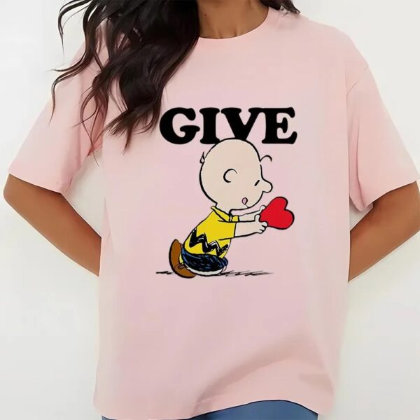 Valentines Womens Shirts, Peanuts Valentines Charlie Brown Give Shirt