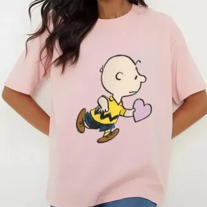 Valentines Womens Shirts Peanuts Valentines Day Charlie Brown Heart T Shirt 3