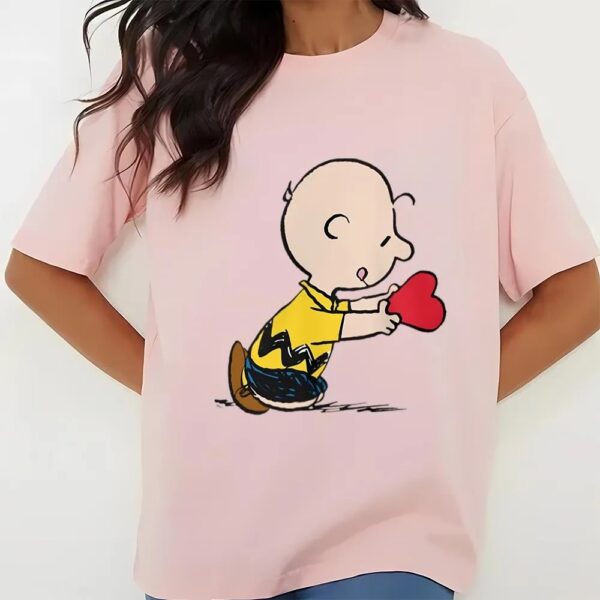 Valentines Womens Shirts, Peanuts Valentine’s Day Charlie Brown Red Heart T-Shirt