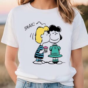 Valentines Womens Shirts Peanuts Valentines Day Lucy And Schroeder Kiss Baby T Shirt 1