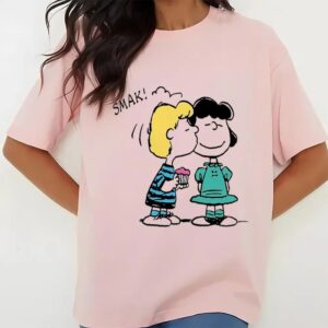 Valentines Womens Shirts Peanuts Valentines Day Lucy And Schroeder Kiss Baby T Shirt 3