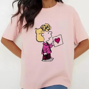 Valentines Womens Shirts Peanuts Valentines Day Sally Valentine Card T Shirt 3