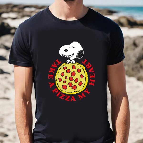 Valentines Womens Shirts, Peanuts Valentines ake A Pizza My Heart T-Shirt