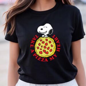 Valentines Womens Shirts Peanuts Valentines ake A Pizza My Heart T Shirt 3