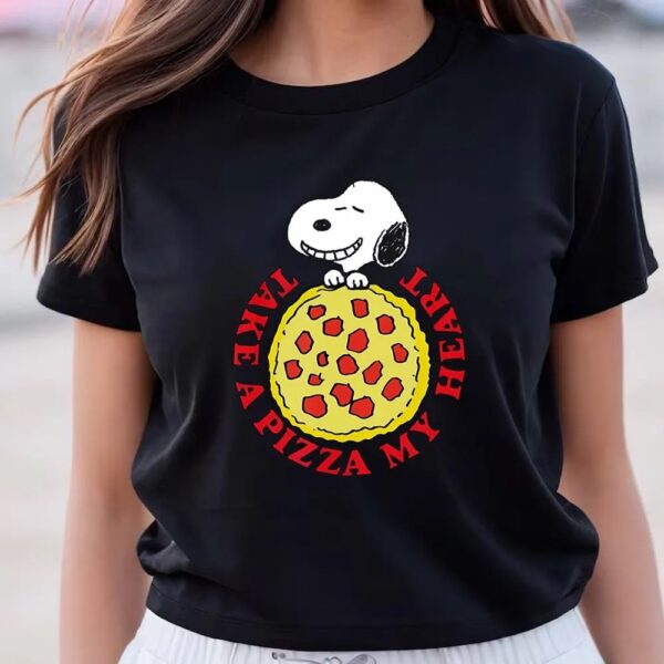 Valentines Womens Shirts, Peanuts Valentines ake A Pizza My Heart T-Shirt