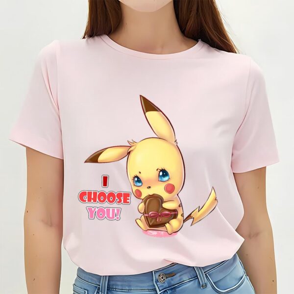 Valentines Womens Shirts, Pikachu Pokemon Character I Choose You Valentine’s Day Shirt