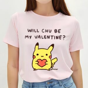 Valentines Womens Shirts Pikachu Pokemon Will Chu Be My Valentine T Shirt 2