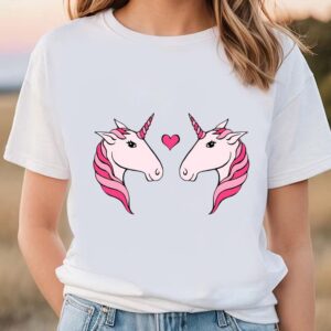 Valentines Womens Shirts Pink Unicorn Couple Valentine T Shirt 1