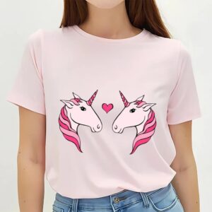 Valentines Womens Shirts Pink Unicorn Couple Valentine T Shirt 3