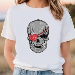 Valentines Womens Shirts Pirate Skull Weathered Valentines Day Shirt 1