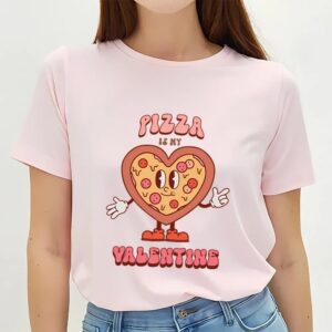 Valentines Womens Shirts Pizza Is My Valentine Retro Heart Valentine Day T Shirt 3