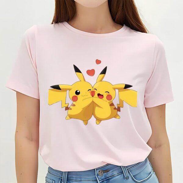 Valentines Womens Shirts, Pokemon Character Pikachu With Heart Valentine’s Day T-Shirt