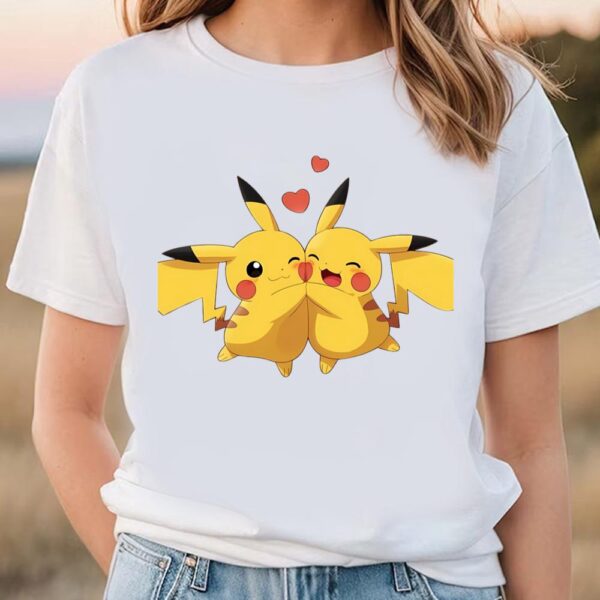 Valentines Womens Shirts, Pokemon Character Pikachu With Heart Valentine’s Day T-Shirt