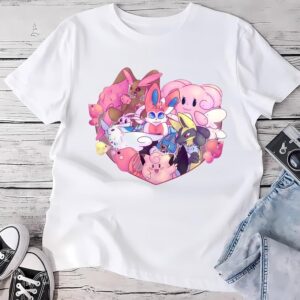 Valentines Womens Shirts Pokemon Character With Heart Valentines Day T Shirt 1