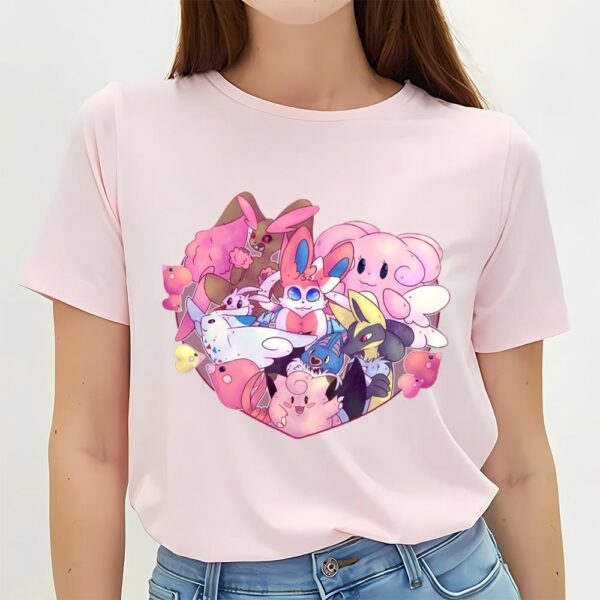 Valentines Womens Shirts, Pokemon Character With Heart Valentine’s Day T-Shirt