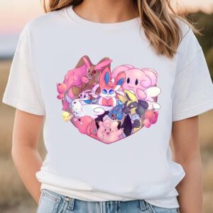 Valentines Womens Shirts Pokemon Character With Heart Valentines Day T Shirt 3