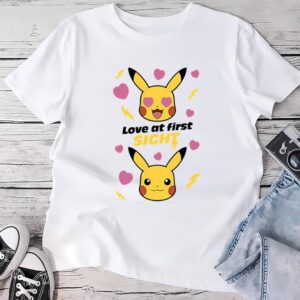 Valentines Womens Shirts Pokemon Pikachu Love At First Sight Valentine T Shirt 1