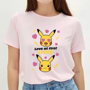 Valentines Womens Shirts Pokemon Pikachu Love At First Sight Valentine T Shirt 2