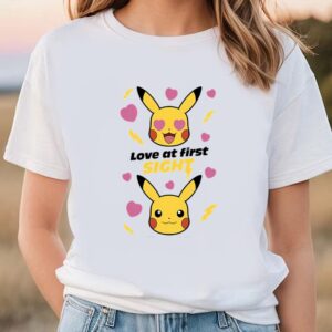 Valentines Womens Shirts Pokemon Pikachu Love At First Sight Valentine T Shirt 3