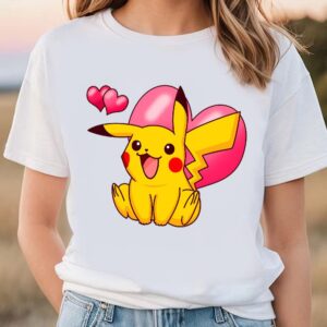 Valentines Womens Shirts Pokemon Pikachu With Heart Valentine T Shirt 3