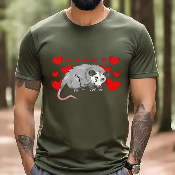 Valentines Womens Shirts, Possum Lovers Red Plaid Heart Valentines Day Love Shirt