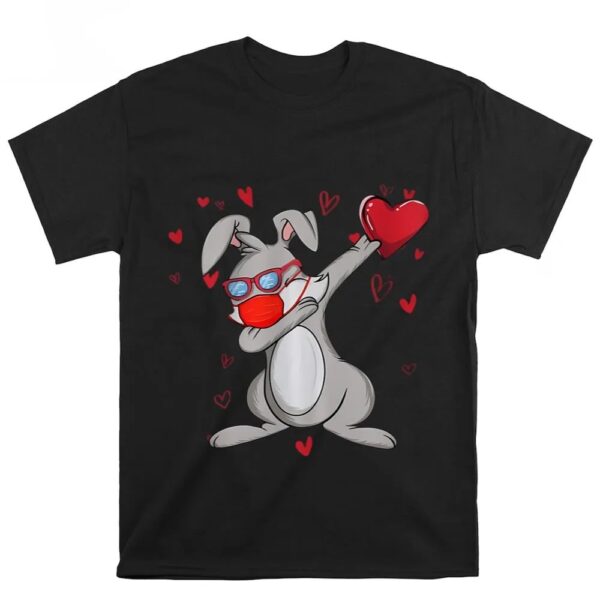 Valentines Womens Shirts, Rabbit Face Mask Dab Dance Valentine T-Shirts