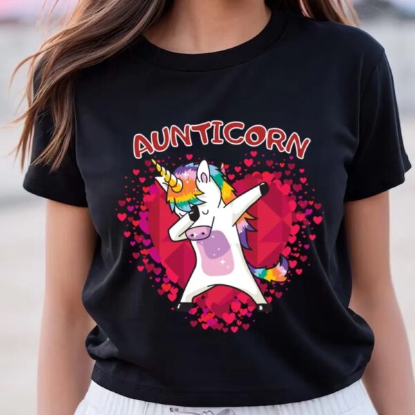 Valentines Womens Shirts, Rainbow Unicorn Dab Hearts Valentine Shirts