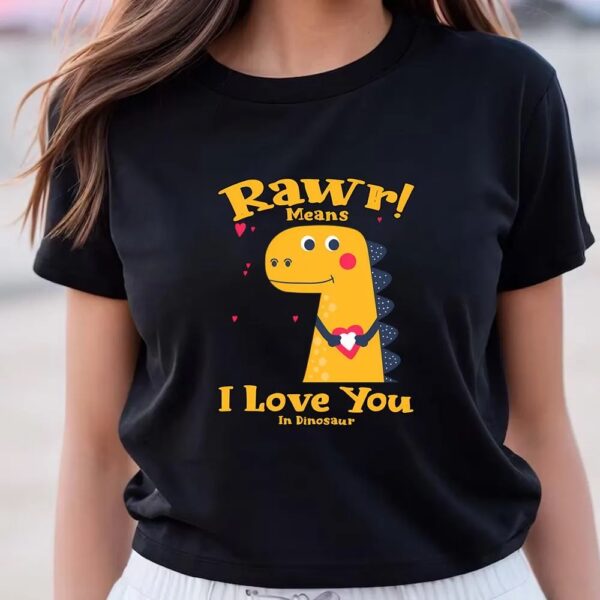 Valentines Womens Shirts, Rawr Means I Love You In Dinosaur, I Love You Valentine Day T-Shirt