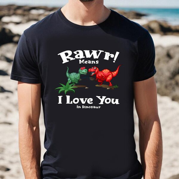 Valentines Womens Shirts, Rawr Means I Love You In Dinosaur, I Love You Valentine’s T-Shirt